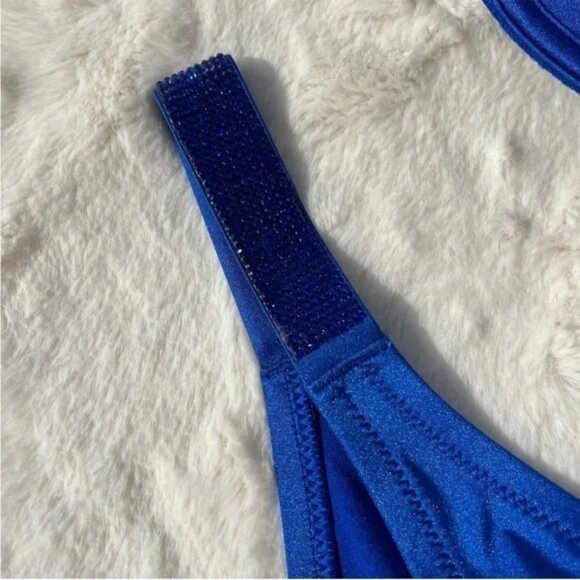 Victoria’s Secret 38D Shine Bombshell Bikini Set Blue - Picture 3 of 4